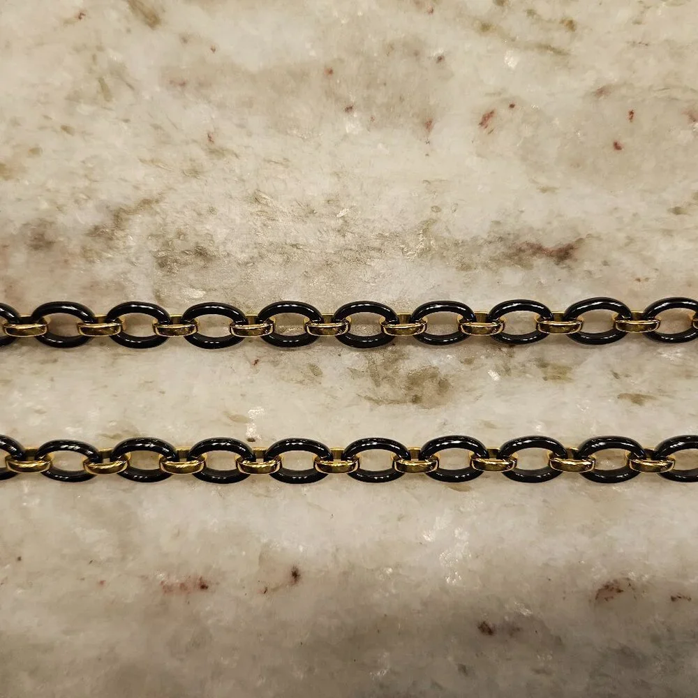 RARE MONICA RICH KOSANN AUDREY BLACK CERAMIC 18K GOLD 18